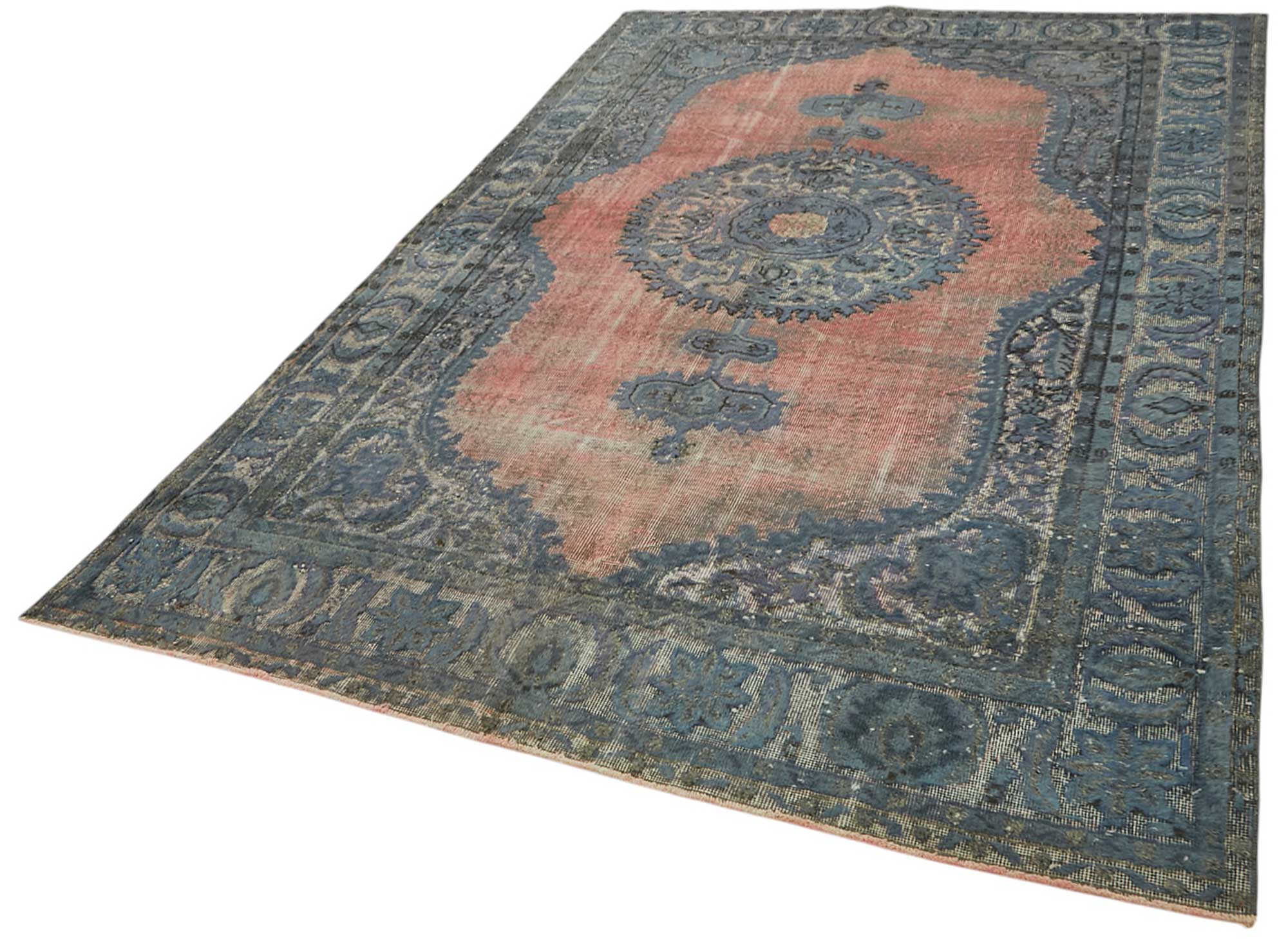 7x10 Vintage Hand-Carved Turkish Rug - 46978