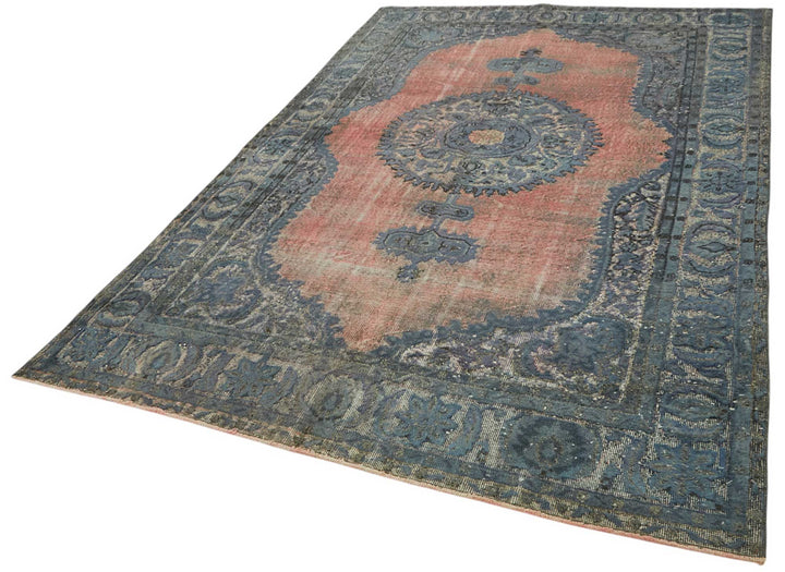7x10 Vintage Hand-Carved Turkish Rug - 46978