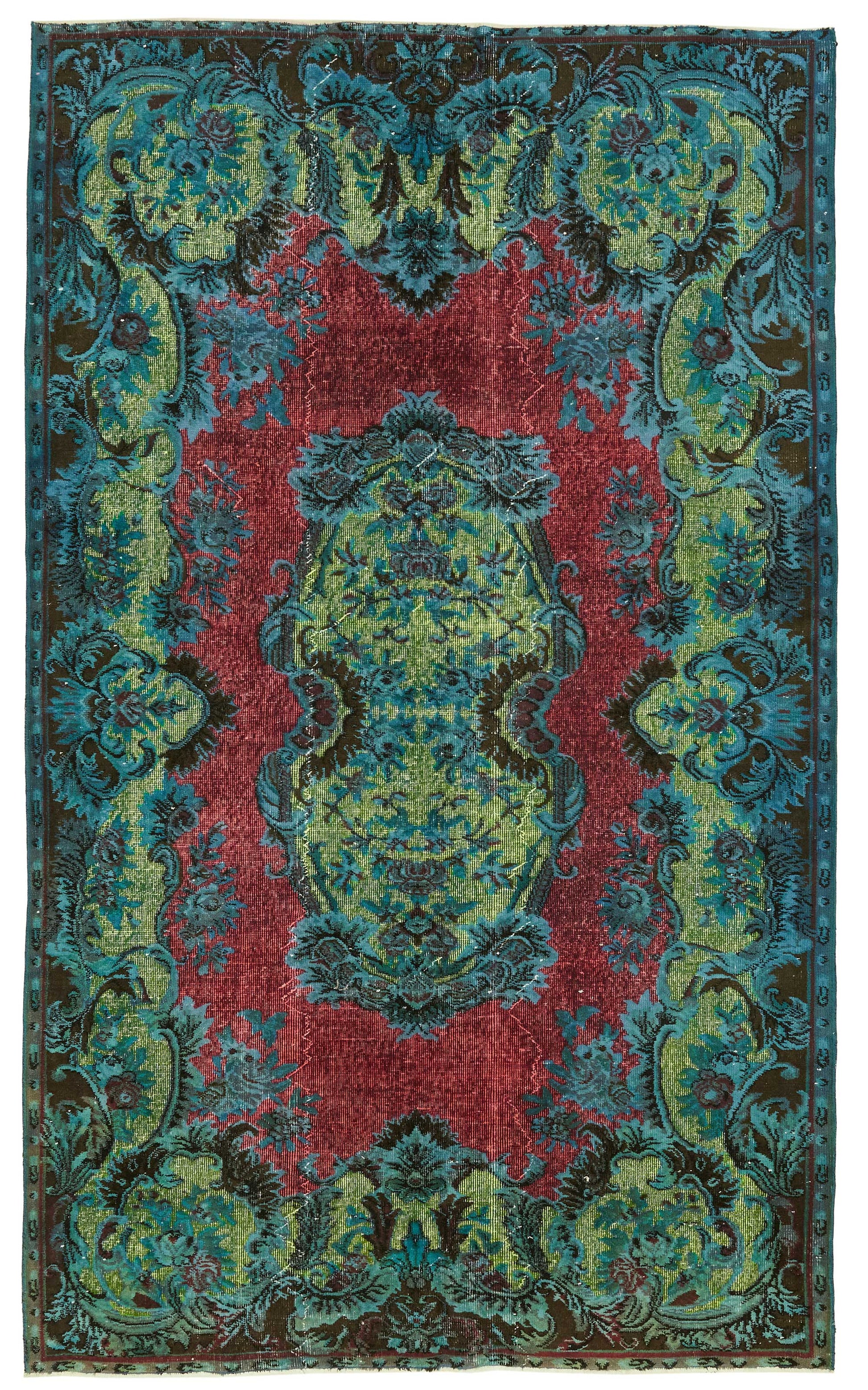 6x10 Vintage Hand-Carved Turkish Rug - 46980
