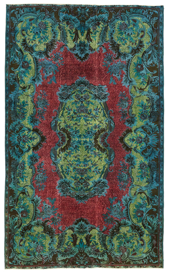 6x10 Vintage Hand-Carved Turkish Rug - 46980