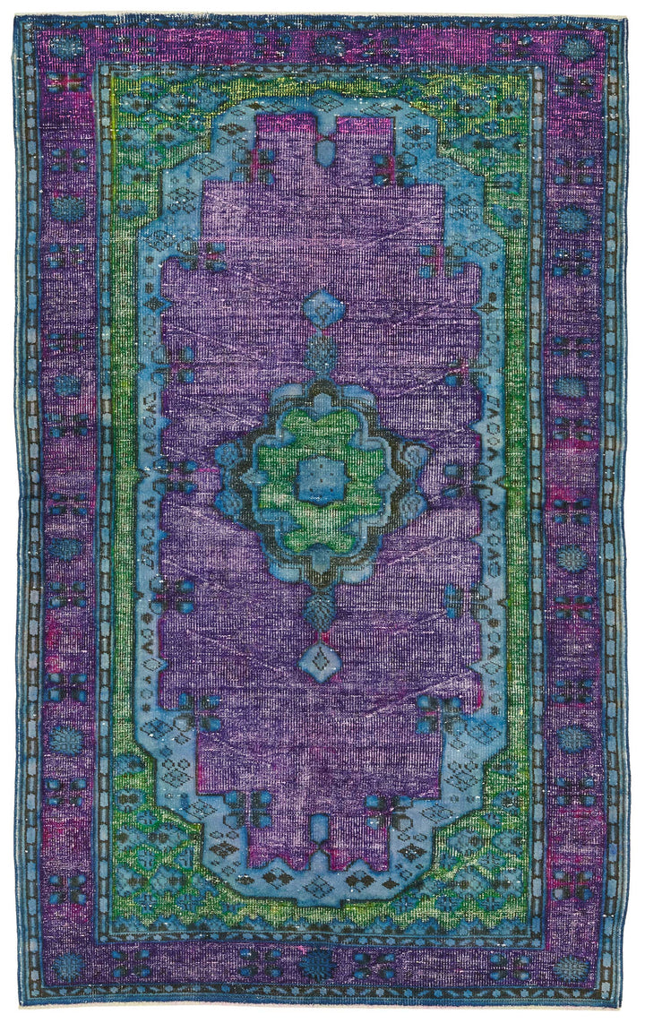 6x9 Vintage Hand-Carved Turkish Rug - 46982