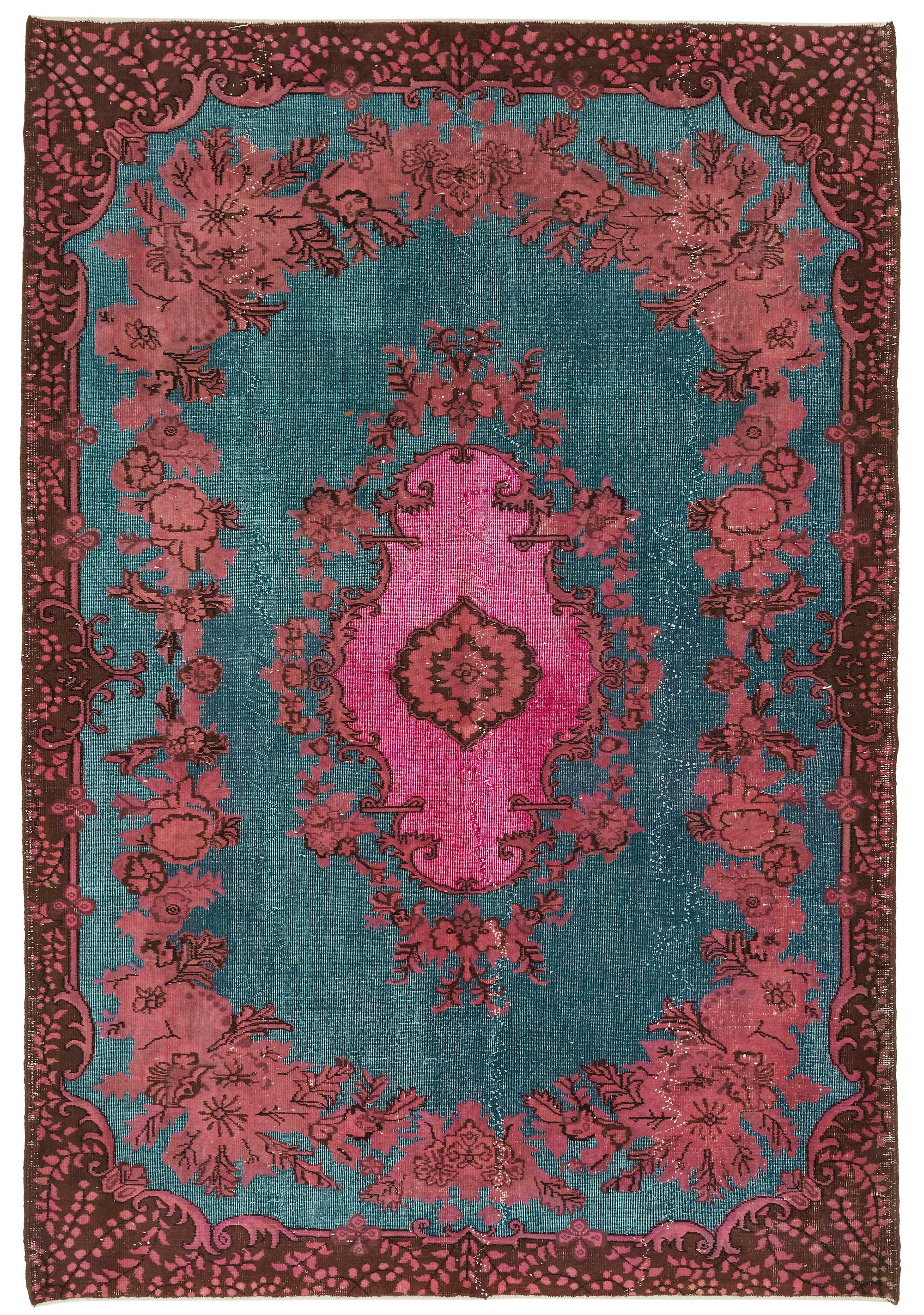 7x10 Vintage Hand-Carved Turkish Rug - 46985