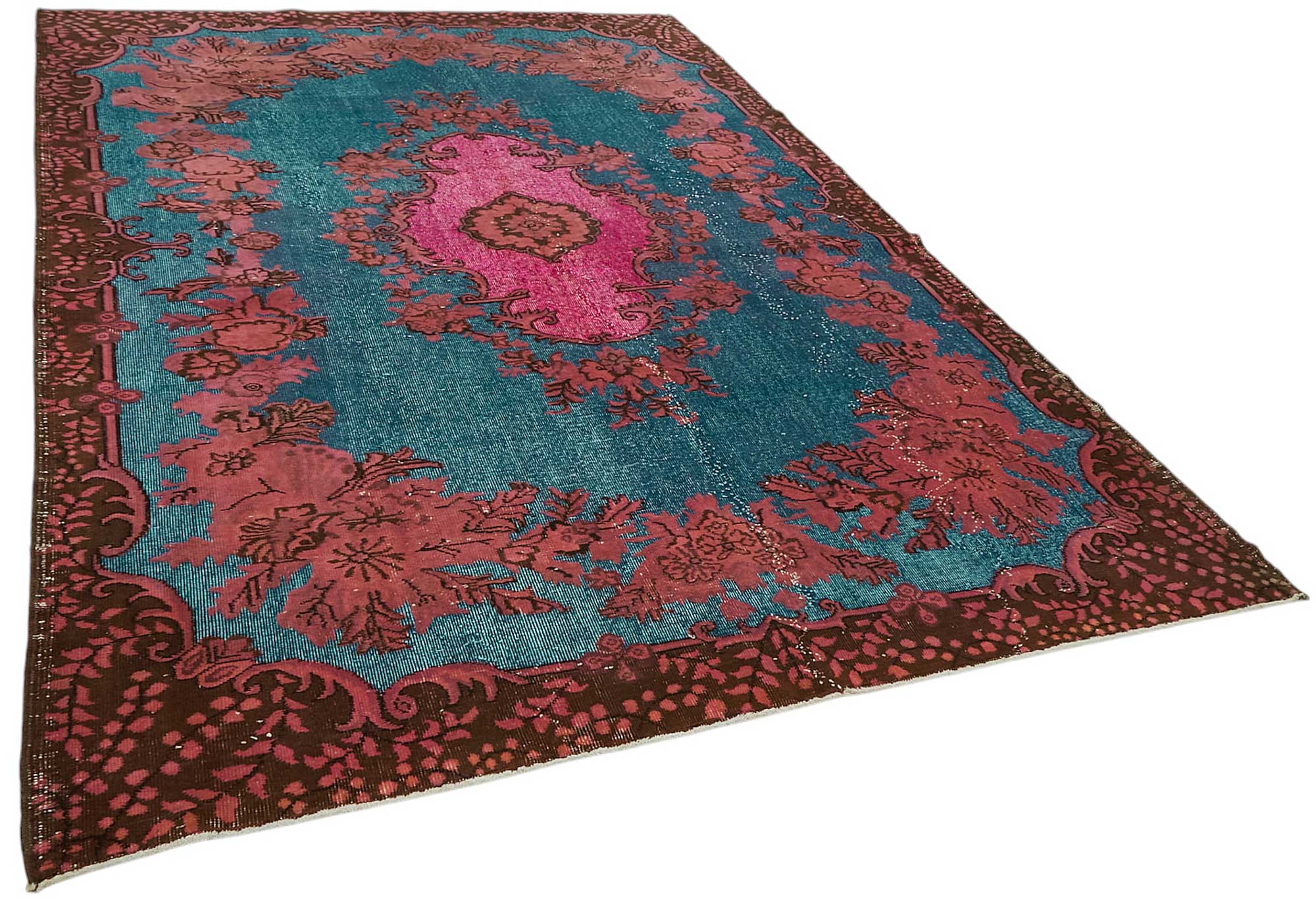 7x10 Vintage Hand-Carved Turkish Rug - 46985