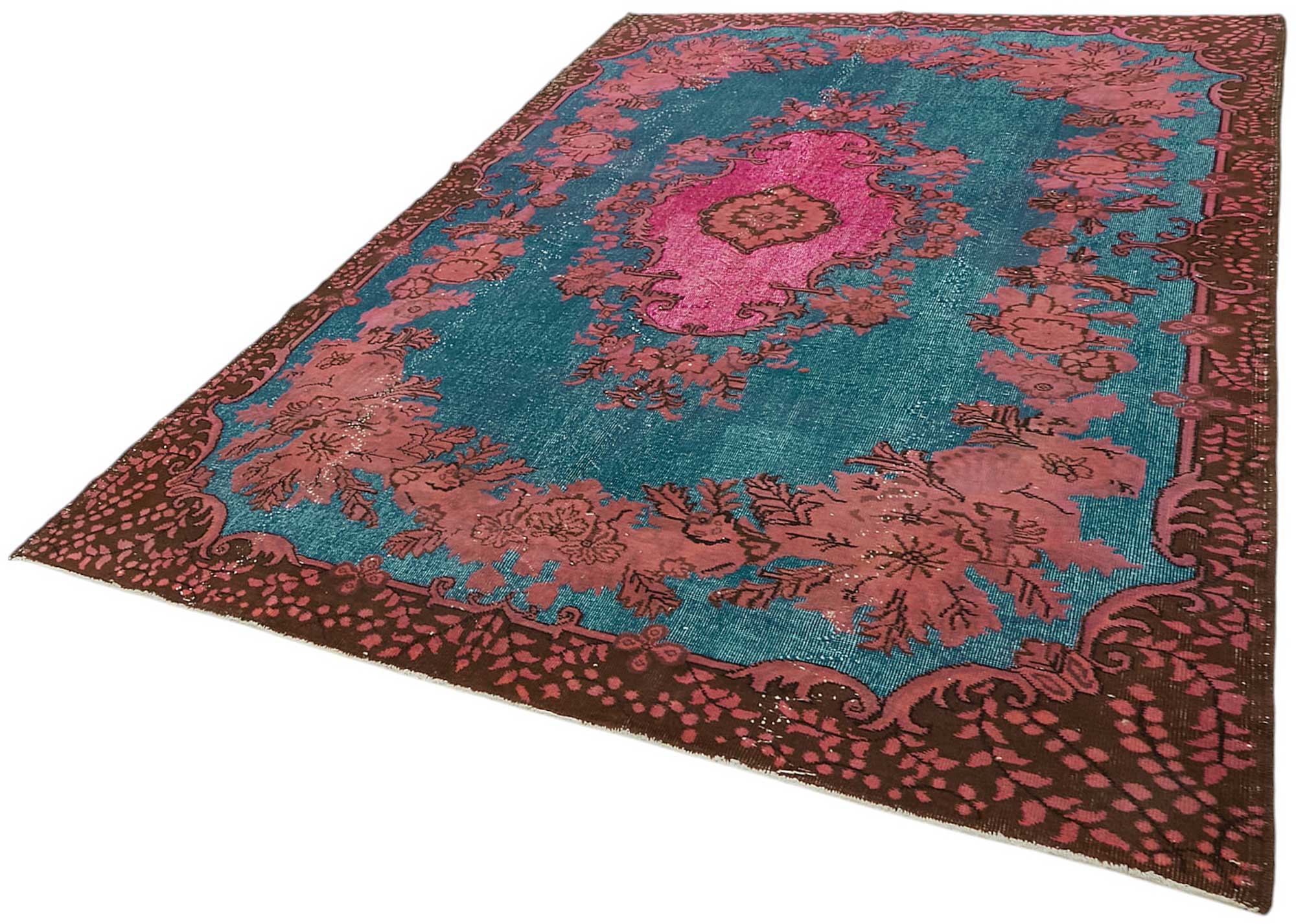 7x10 Vintage Hand-Carved Turkish Rug - 46985
