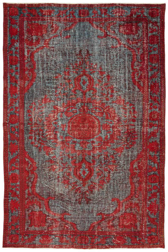 7x10 Vintage Hand-Carved Turkish Rug - 46986