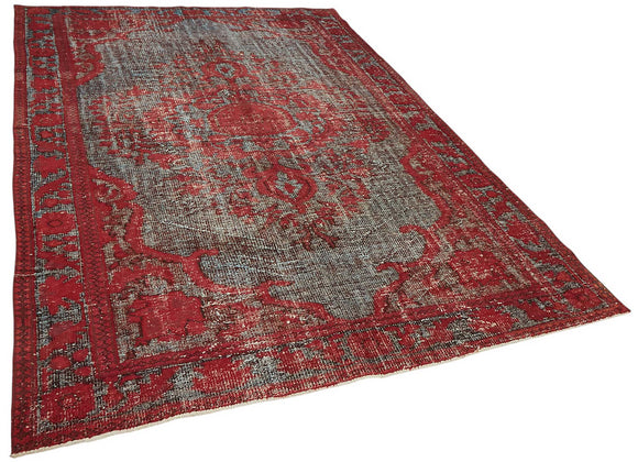 7x10 Vintage Hand-Carved Turkish Rug - 46986