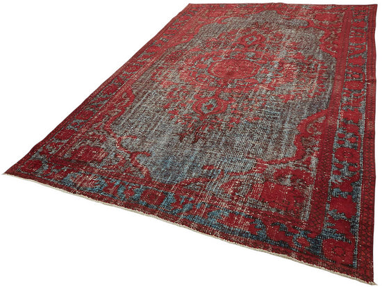 7x10 Vintage Hand-Carved Turkish Rug - 46986