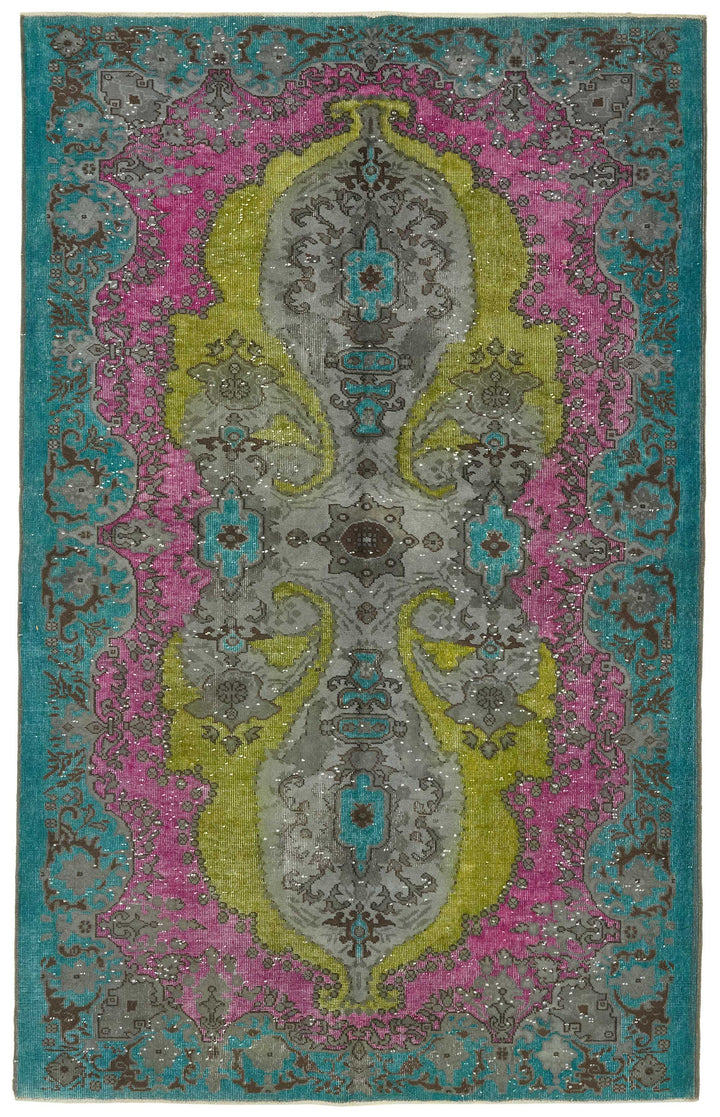 6x10 Vintage Hand-Carved Turkish Rug - 46987