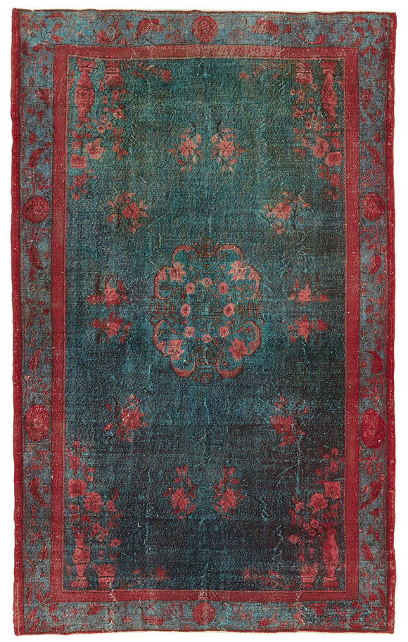 7x11 Vintage Hand-Carved Turkish Rug - 46988