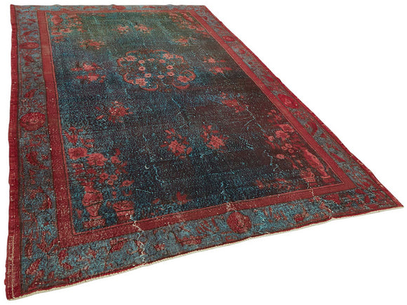 7x11 Vintage Hand-Carved Turkish Rug - 46988