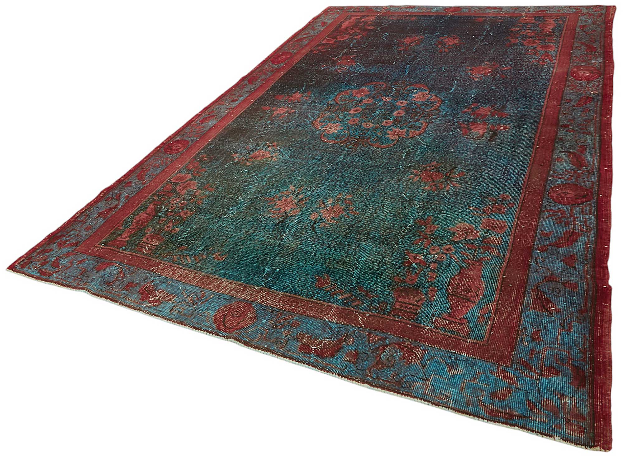 7x11 Vintage Hand-Carved Turkish Rug - 46988