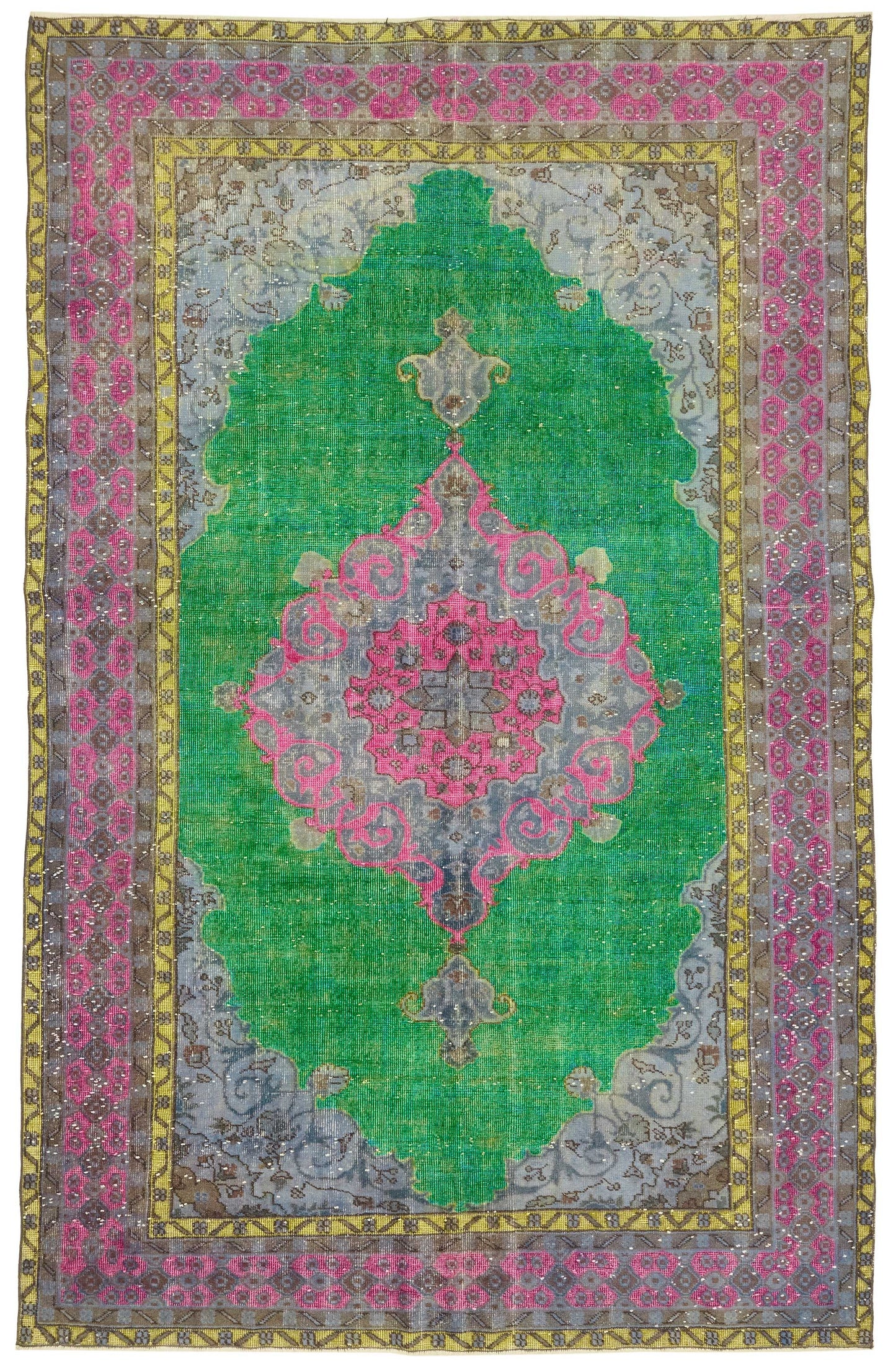 7x11 Vintage Hand-Carved Turkish Rug - 46989