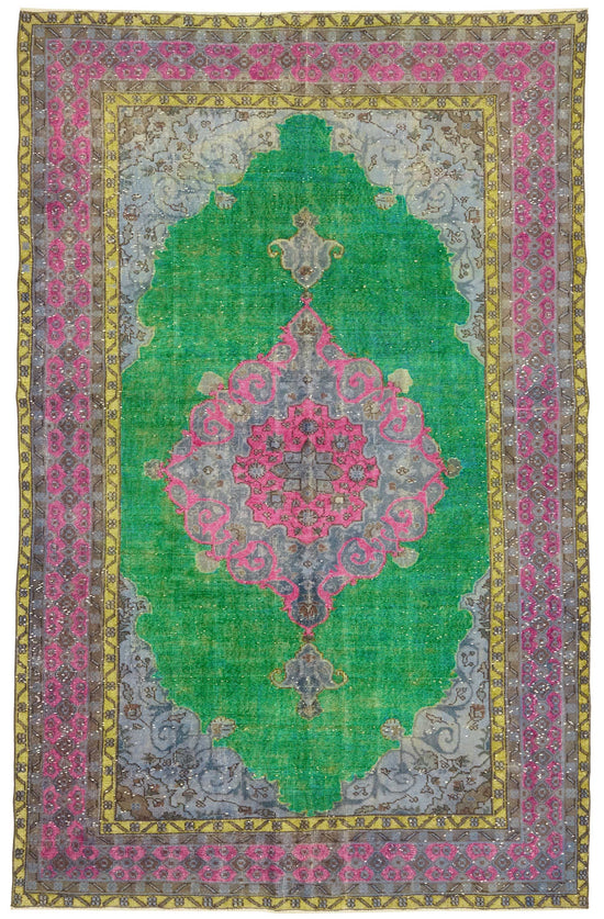 7x11 Vintage Hand-Carved Turkish Rug - 46989