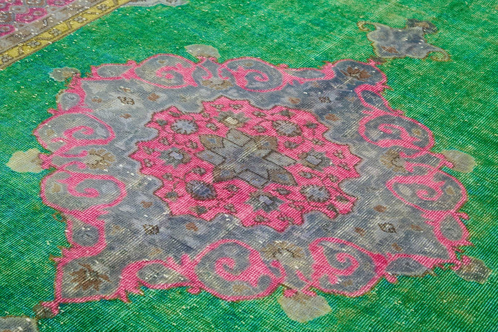 7x11 Vintage Hand-Carved Turkish Rug - 46989