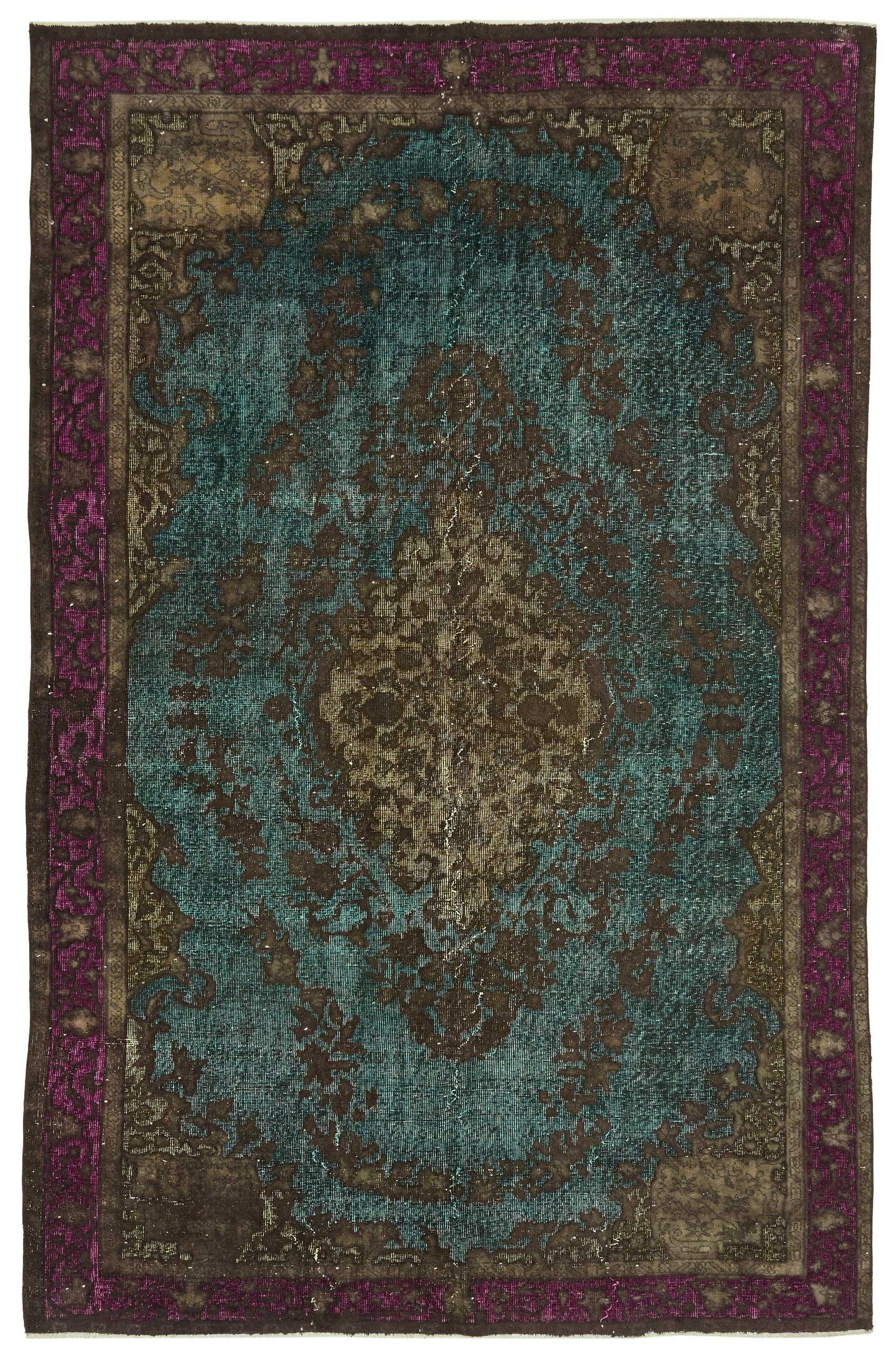 7x10 Vintage Hand-Carved Turkish Rug - 46990