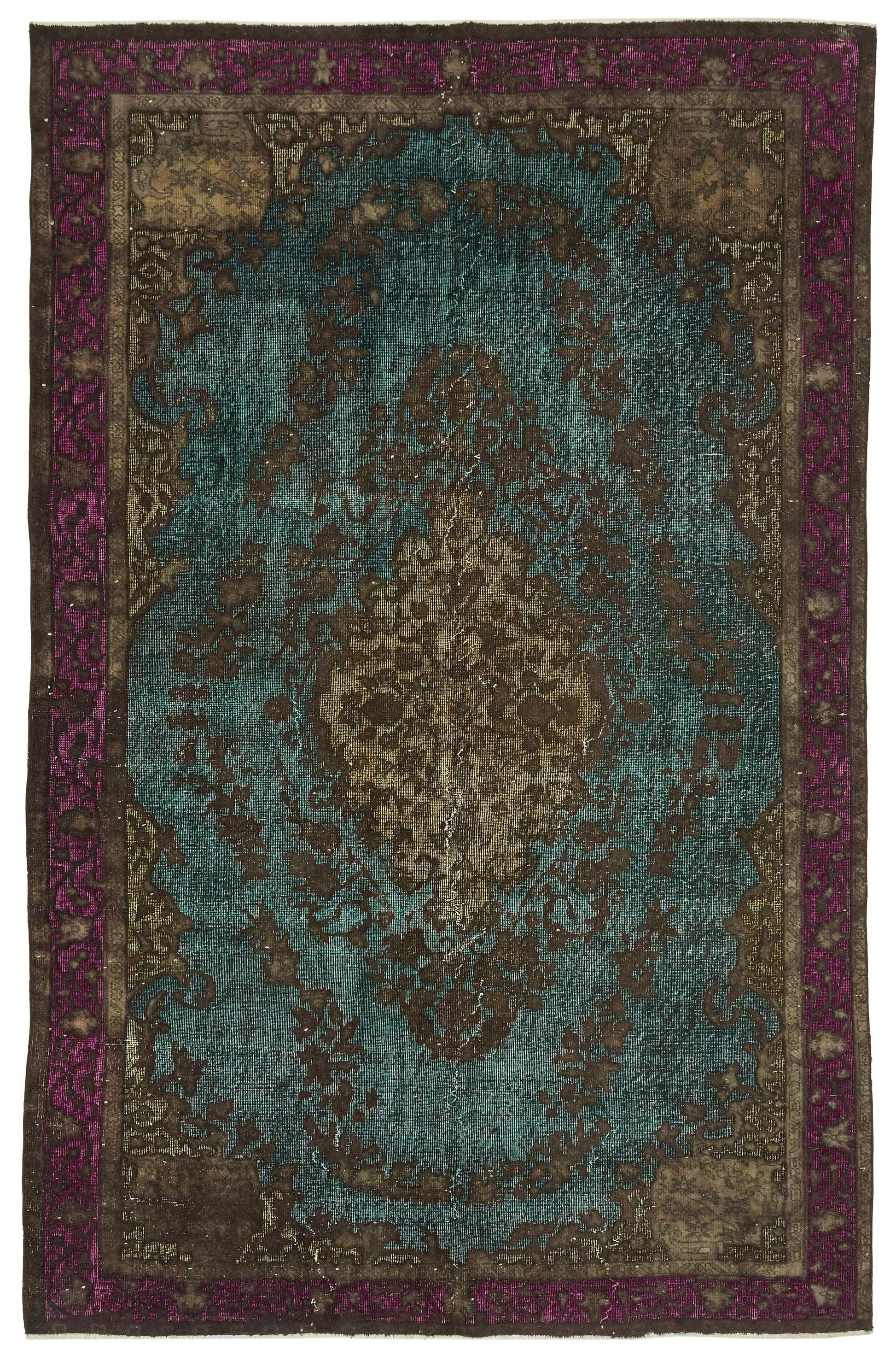 7x10 Vintage Hand-Carved Turkish Rug - 46990