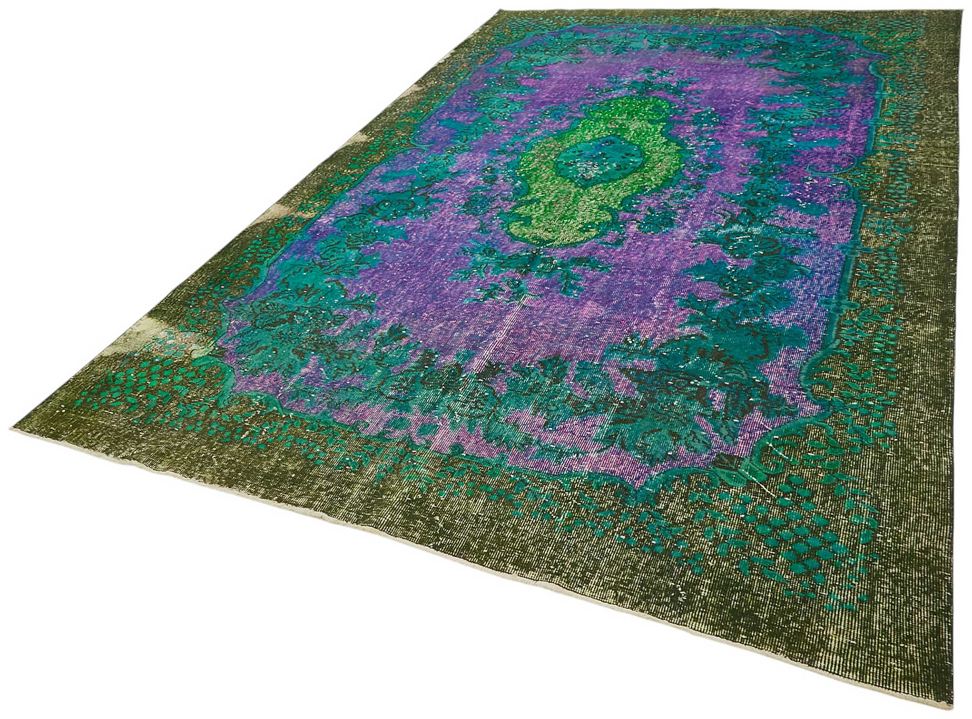 7x11 Vintage Hand-Carved Turkish Rug - 46995