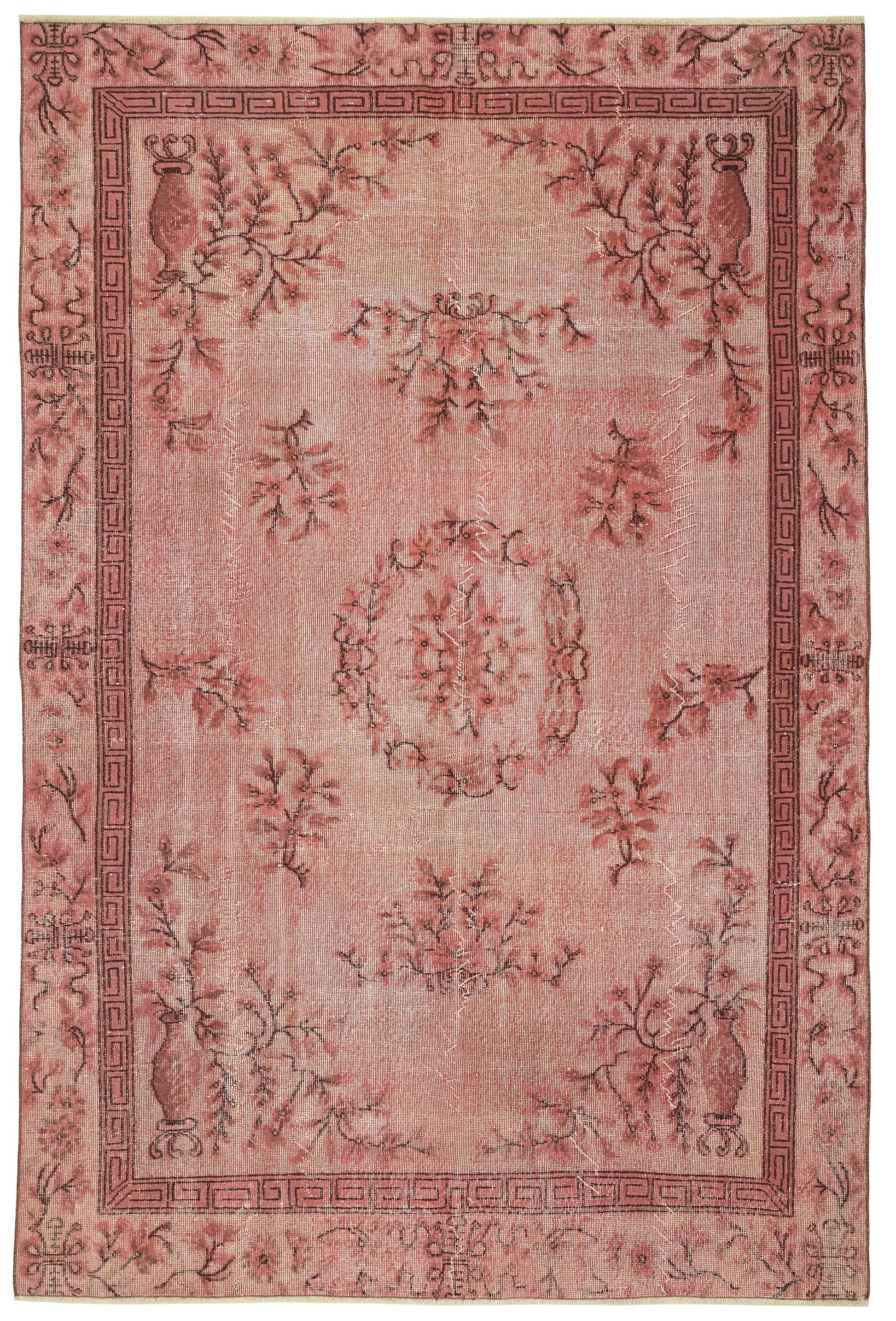 7x10 Vintage Hand-Carved Turkish Rug - 46998