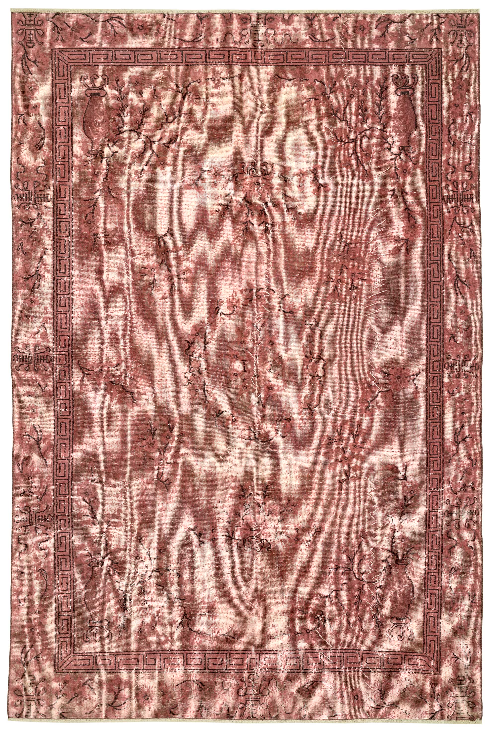 7x10 Vintage Hand-Carved Turkish Rug - 46998