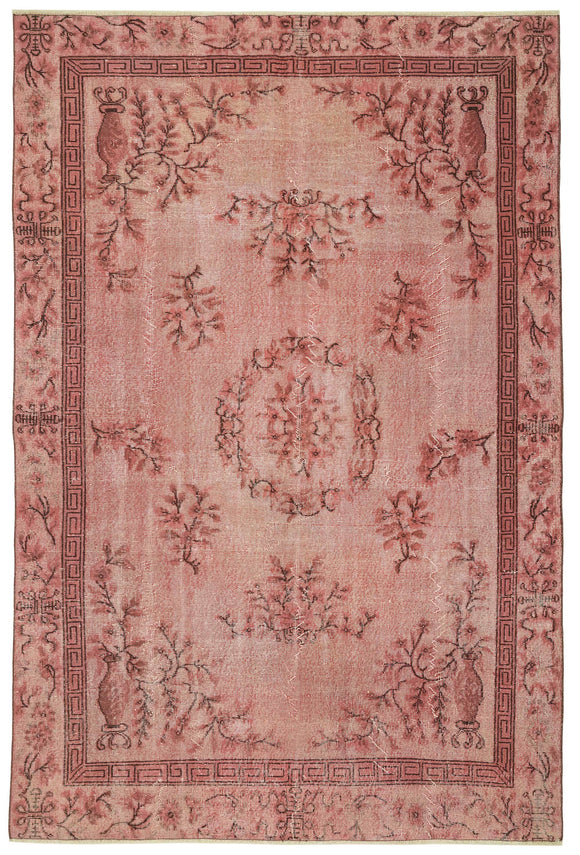 7x10 Vintage Hand-Carved Turkish Rug - 46998