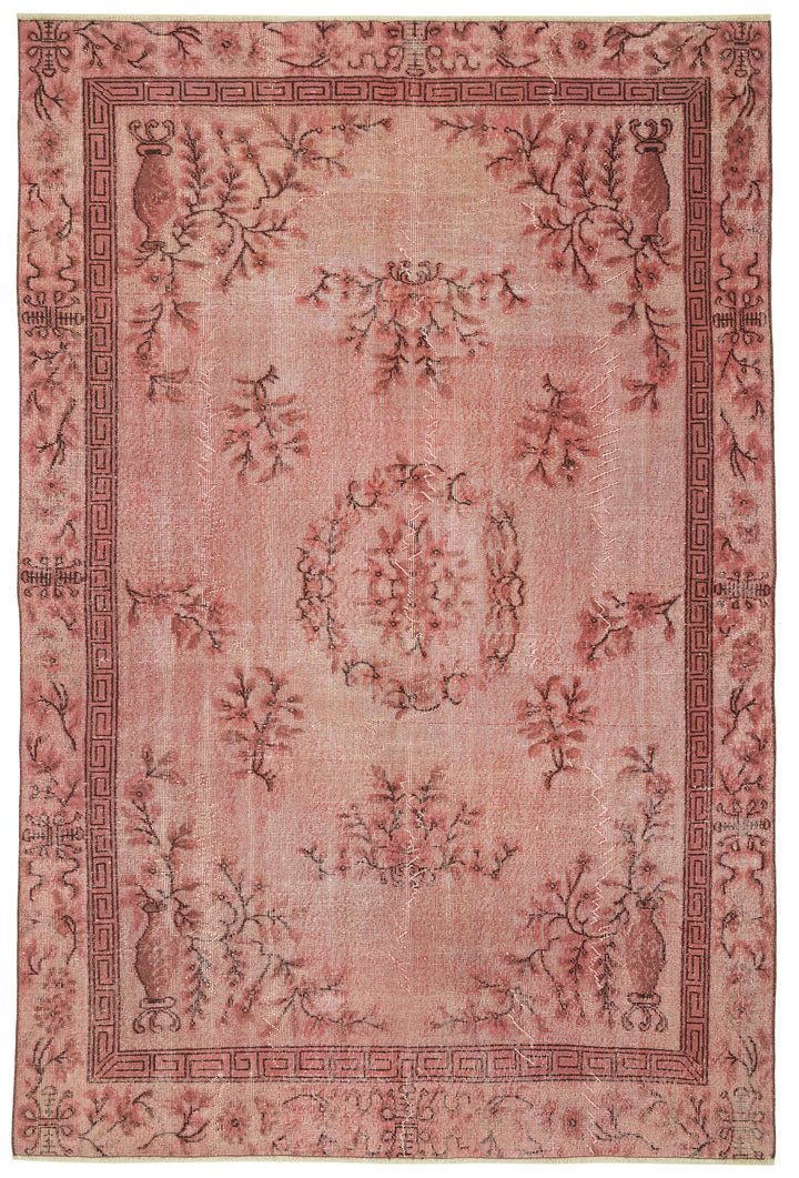 7x10 Vintage Hand-Carved Turkish Rug - 46998