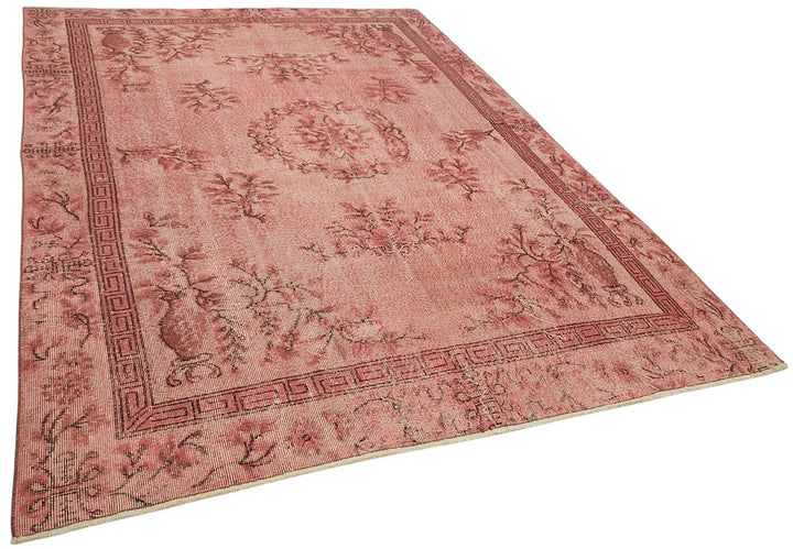 7x10 Vintage Hand-Carved Turkish Rug - 46998