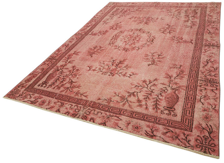 7x10 Vintage Hand-Carved Turkish Rug - 46998