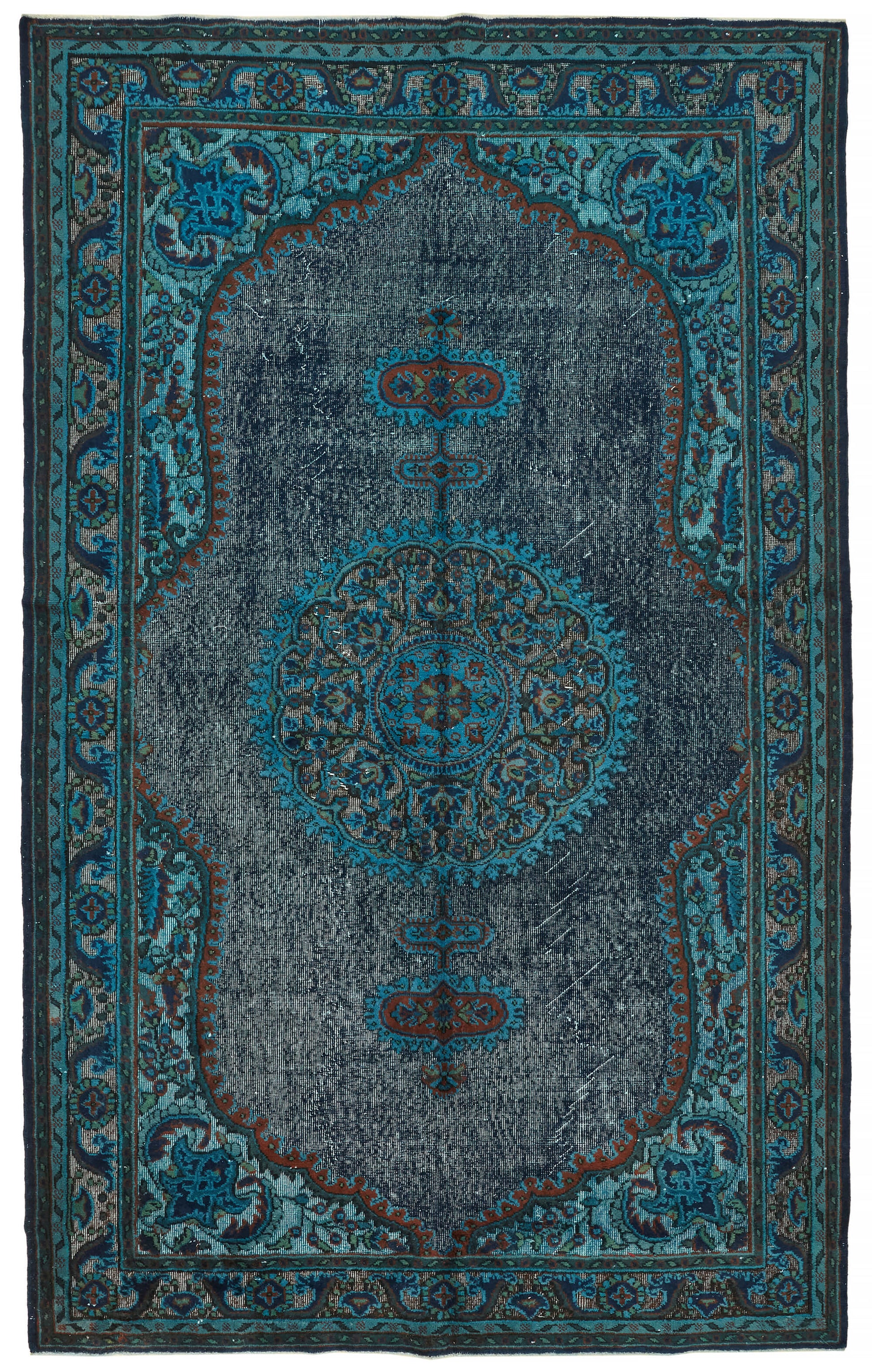 7x11 Vintage Hand-Carved Turkish Rug - 47013