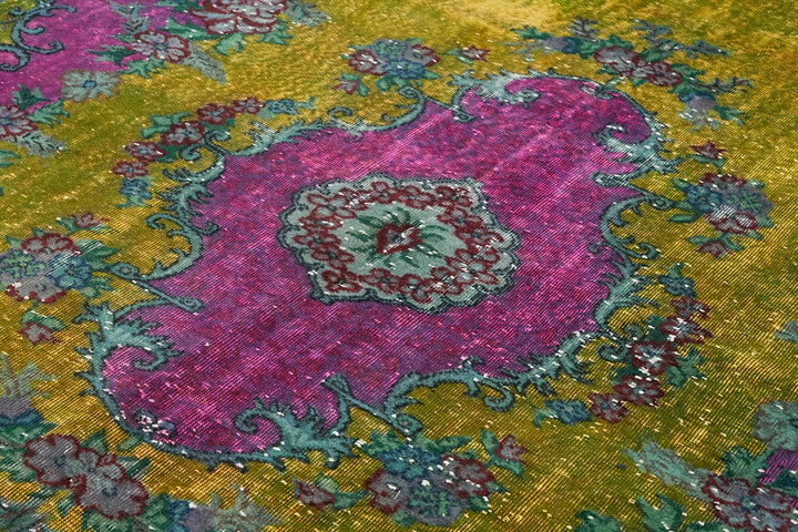 7x10 Vintage Hand-Carved Turkish Rug - 47018