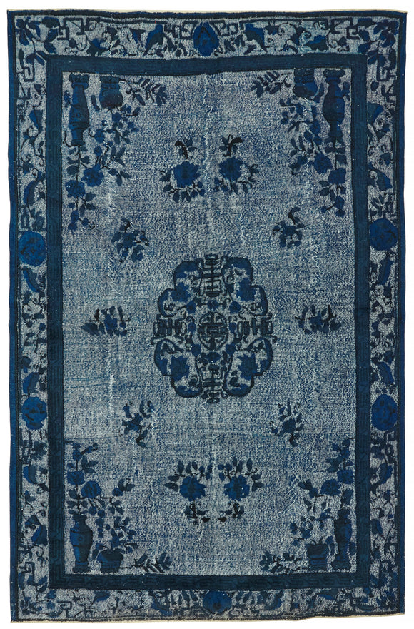 7x11 Vintage Hand-Carved Turkish Rug - 47024