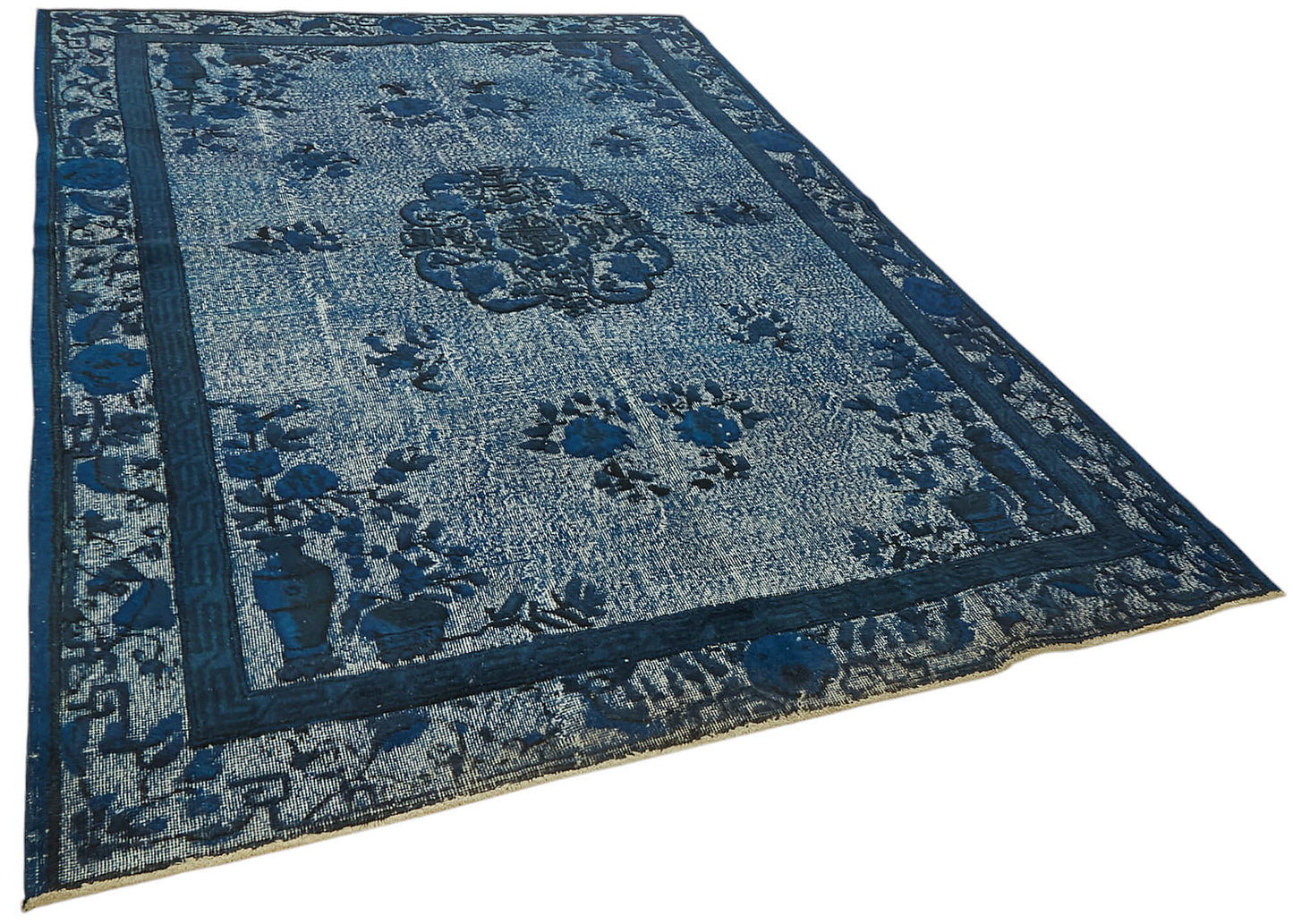 7x11 Vintage Hand-Carved Turkish Rug - 47024