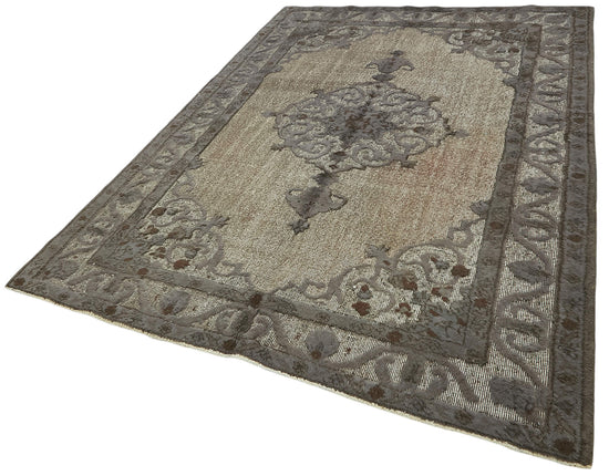 6x9 Vintage Hand-Carved Turkish Rug - 47029