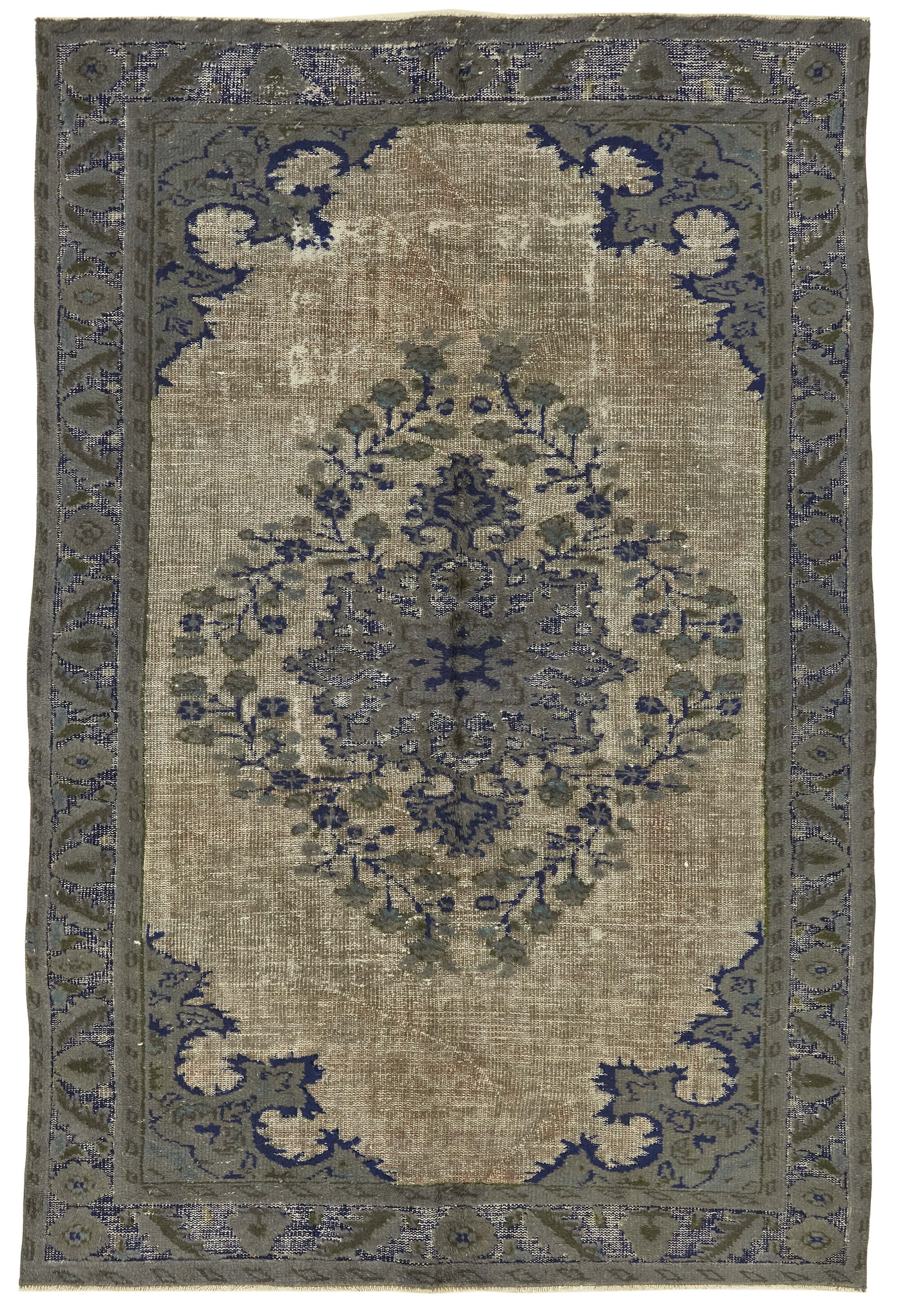 6x9 Vintage Hand-Carved Turkish Rug - 47031