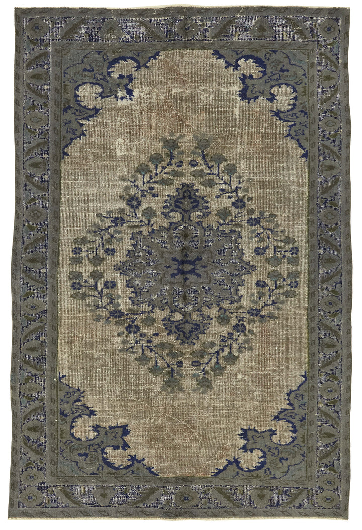 6x9 Vintage Hand-Carved Turkish Rug - 47031