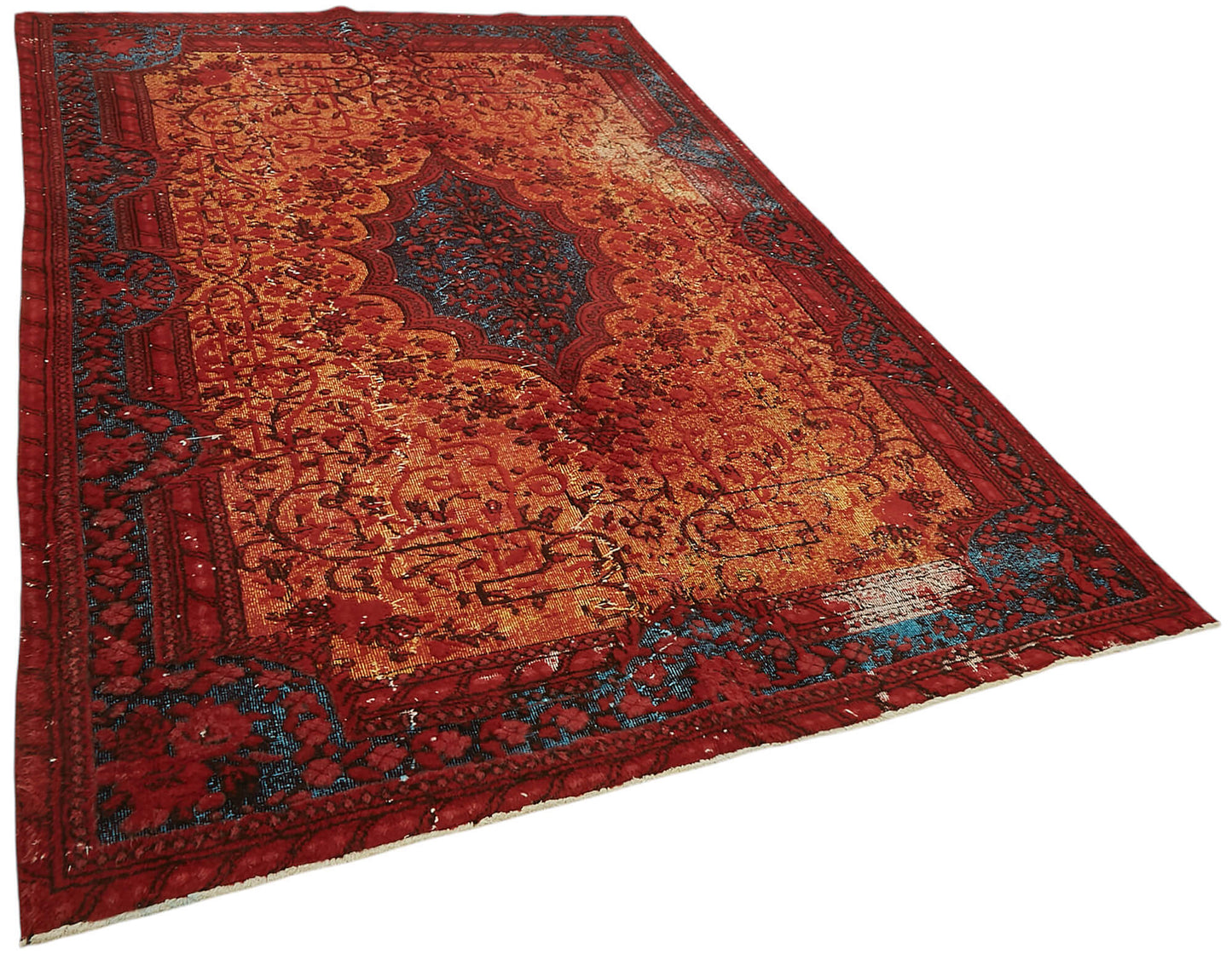 7x10 Vintage Hand-Carved Turkish Rug - 47039