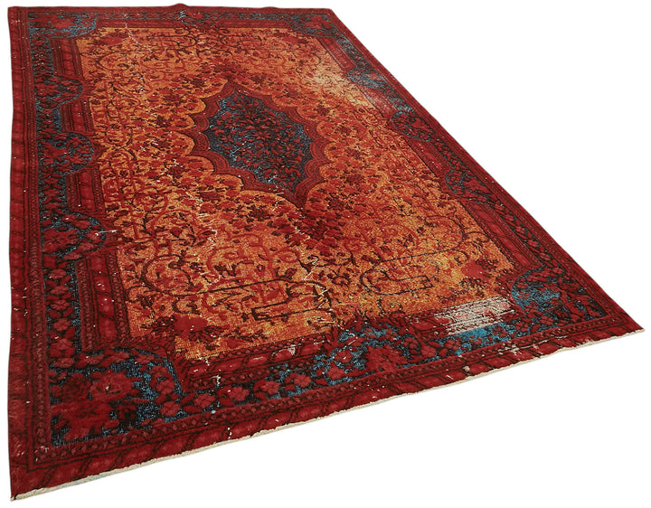 7x10 Vintage Hand-Carved Turkish Rug - 47039