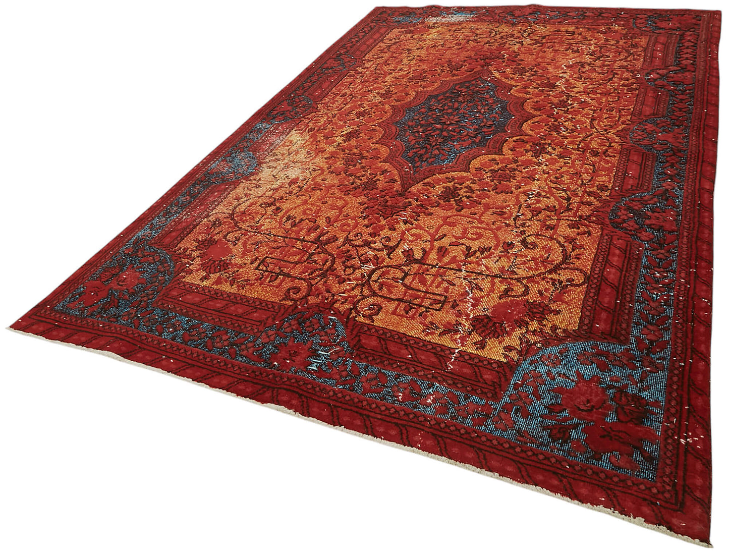 7x10 Vintage Hand-Carved Turkish Rug - 47039