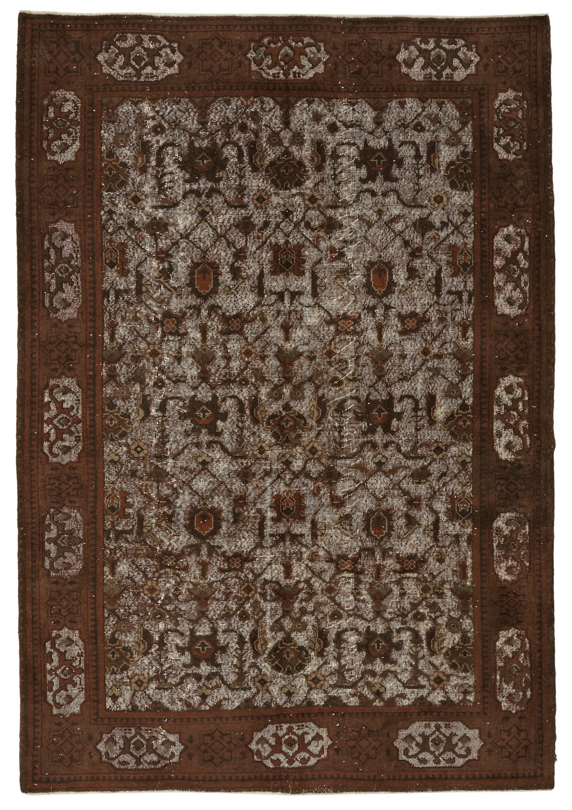 7x10 Vintage Hand-Carved Turkish Rug - 47042