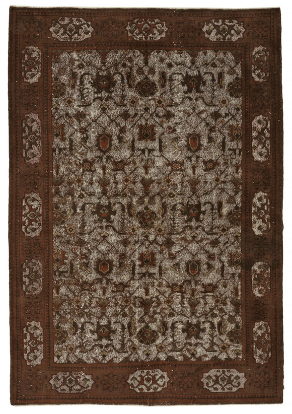 7x10 Vintage Hand-Carved Turkish Rug - 47042