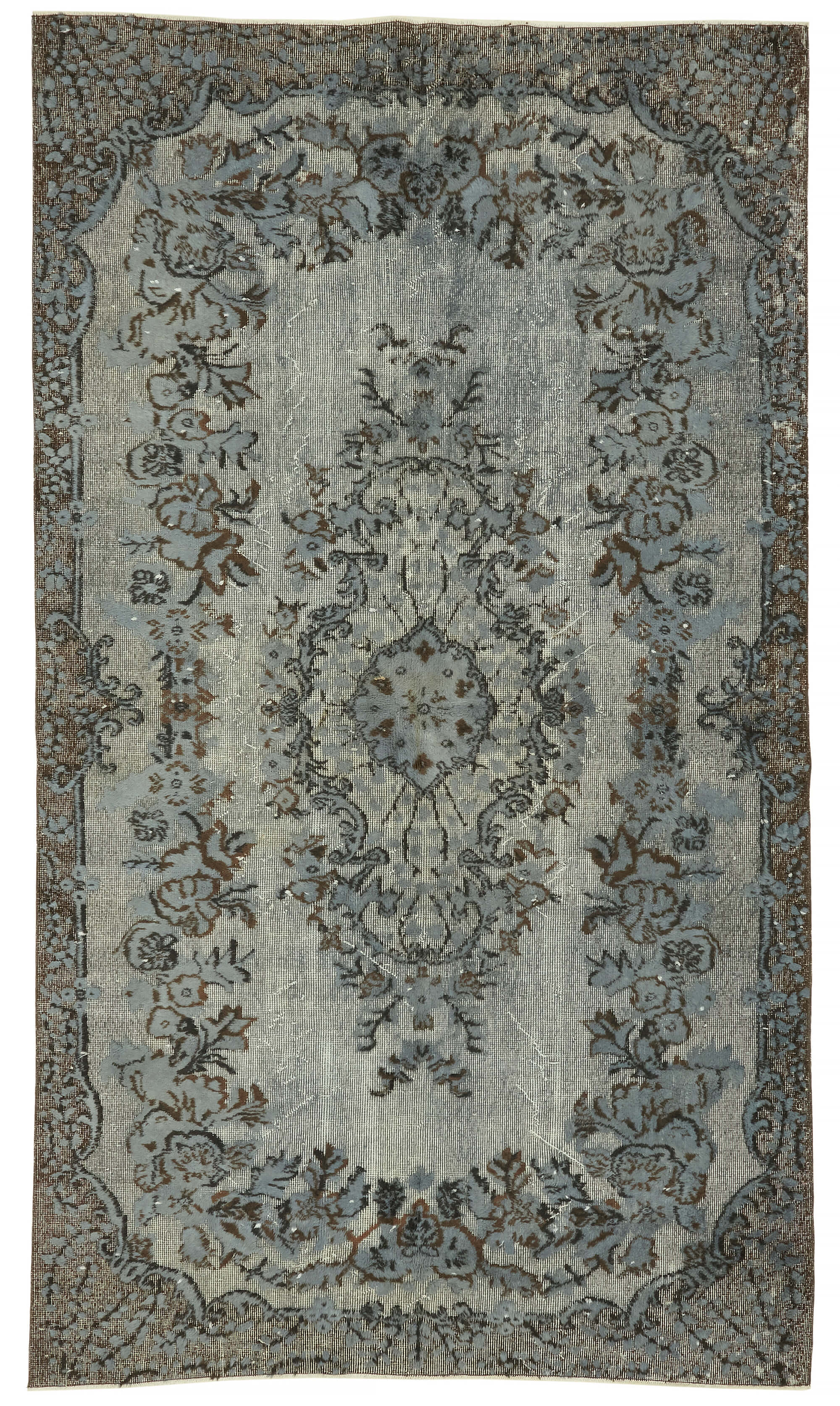 5x9 Vintage Hand-Carved Turkish Rug - 47044