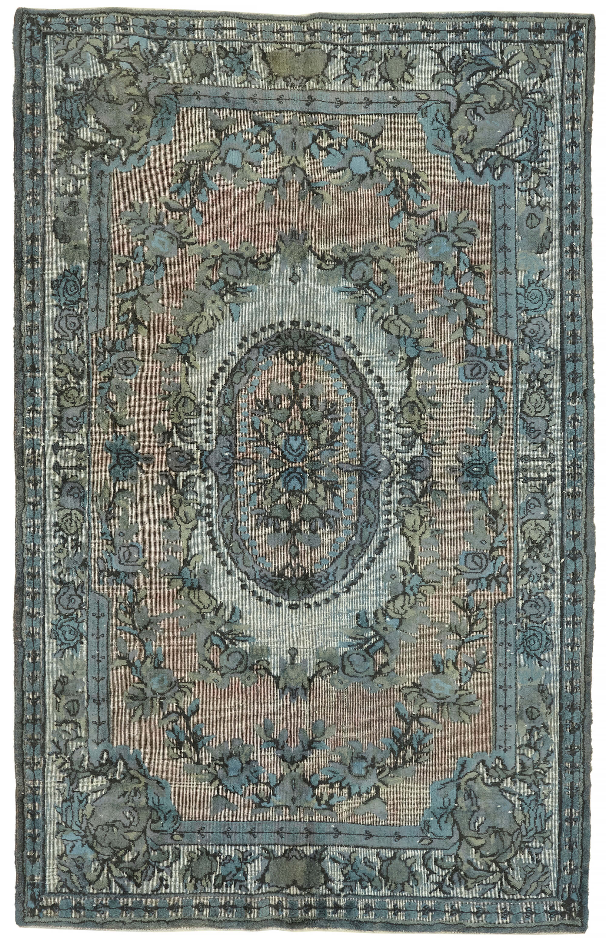 6x9 Vintage Hand-Carved Turkish Rug - 47045