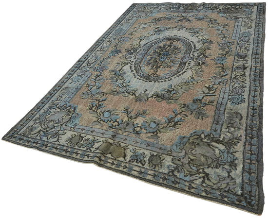 6x9 Vintage Hand-Carved Turkish Rug - 47045