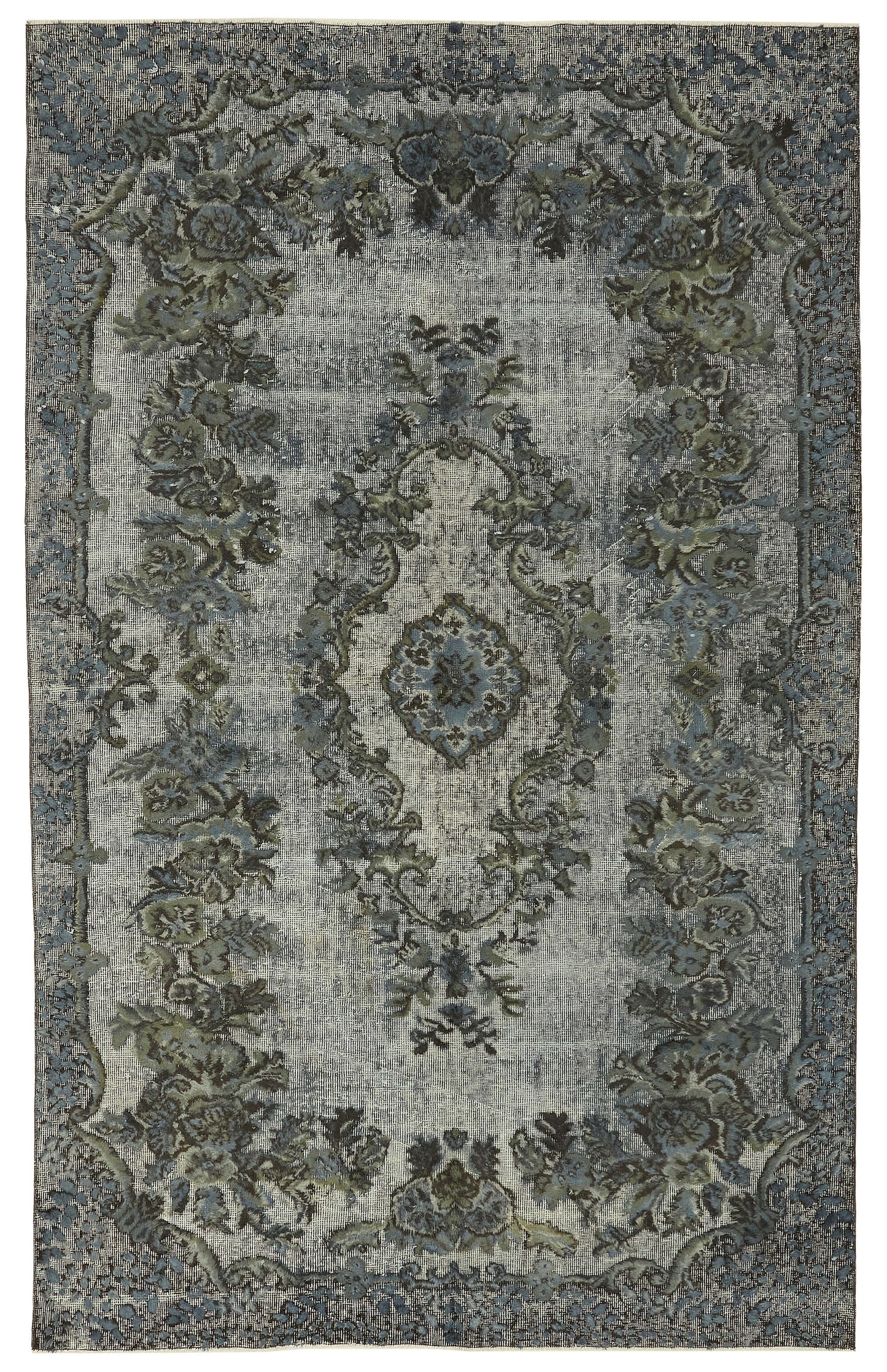 6x9 Vintage Hand-Carved Turkish Rug - 47047