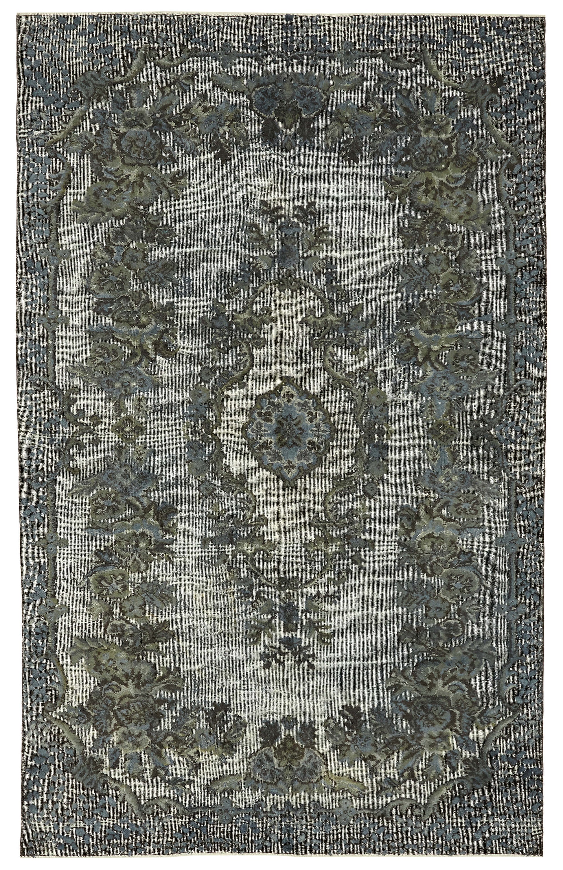 6x9 Vintage Hand-Carved Turkish Rug - 47047