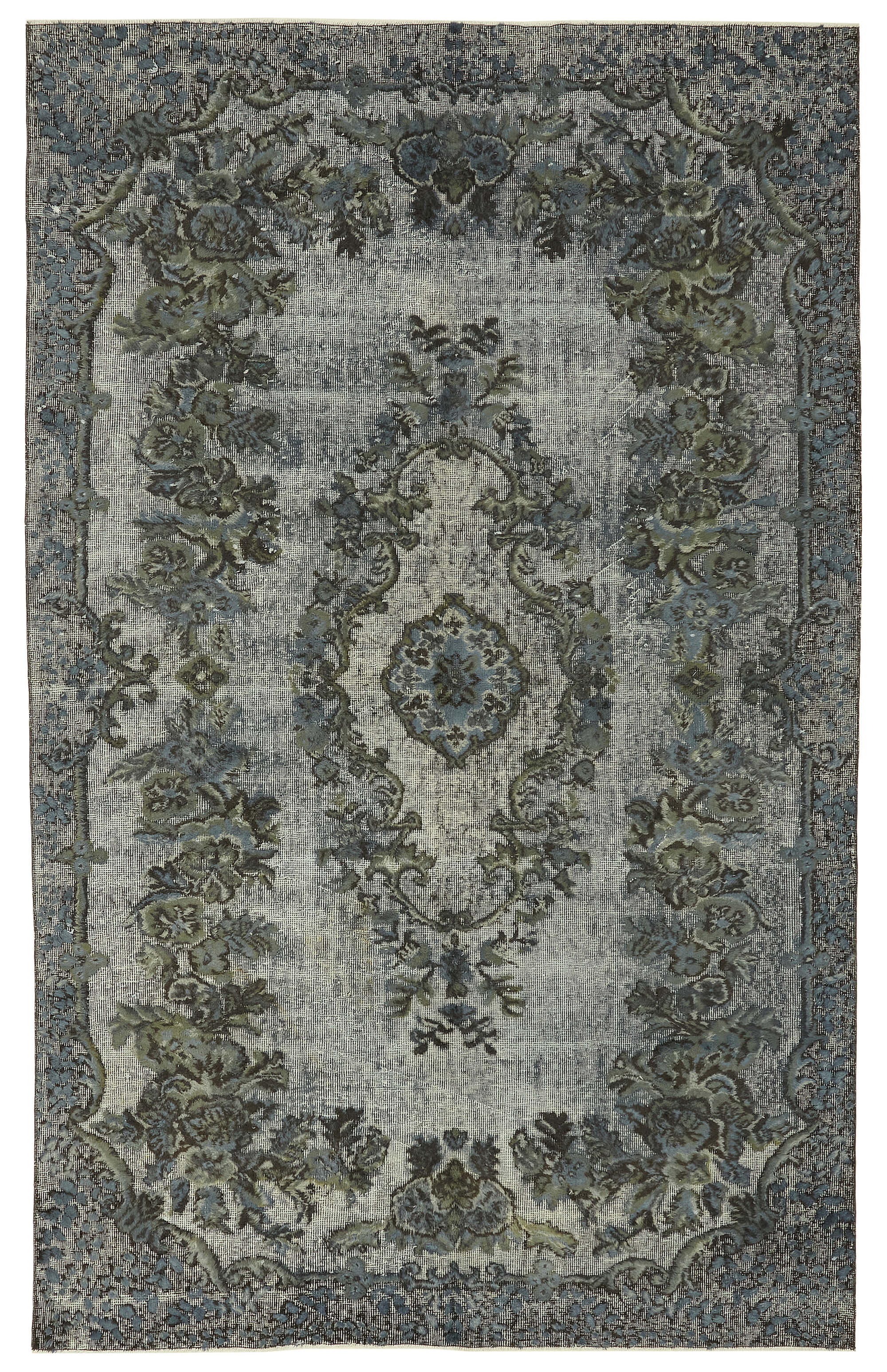 6x9 Vintage Hand-Carved Turkish Rug - 47047