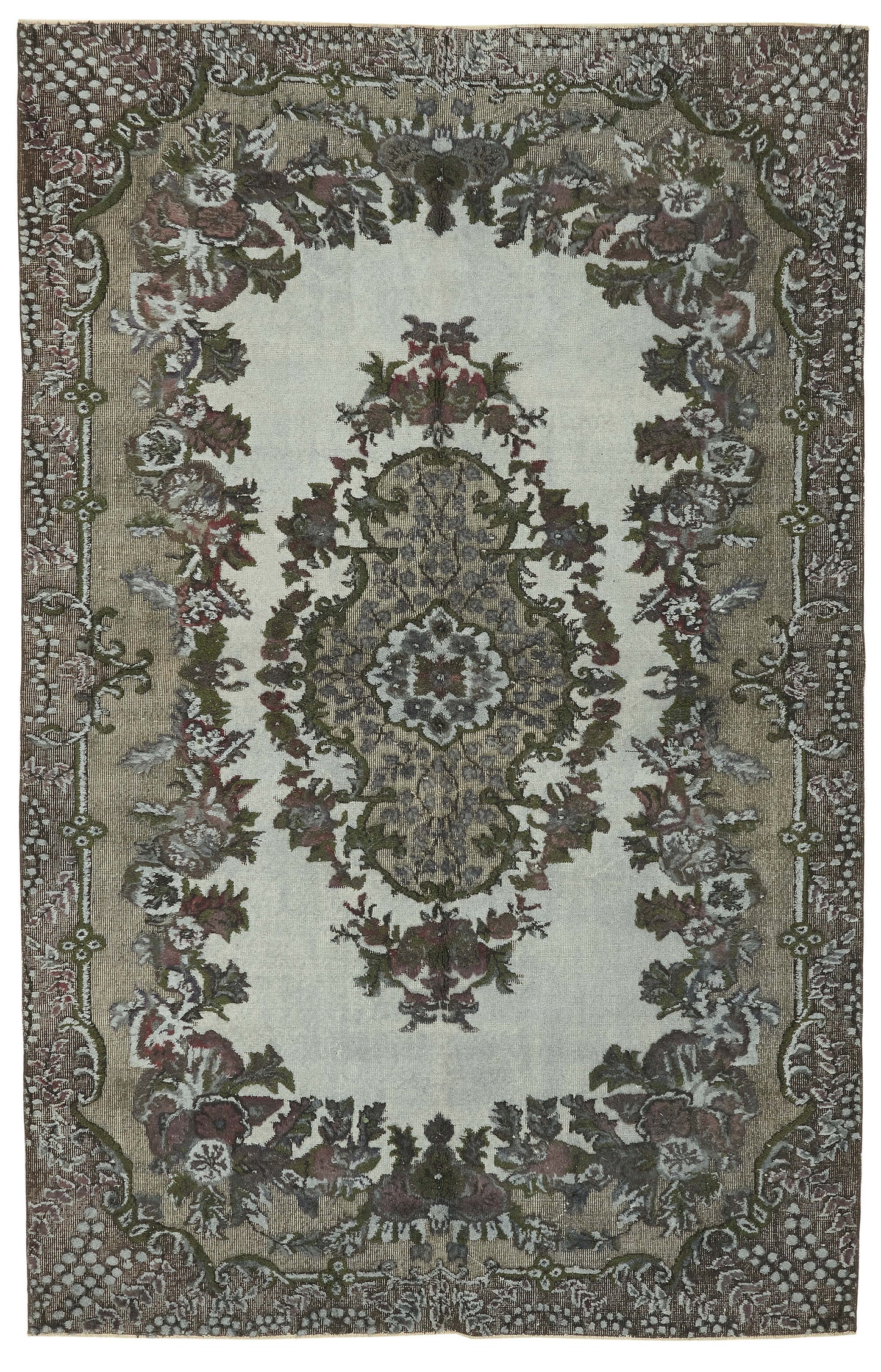 7x10 Vintage Hand-Carved Turkish Rug - 47048