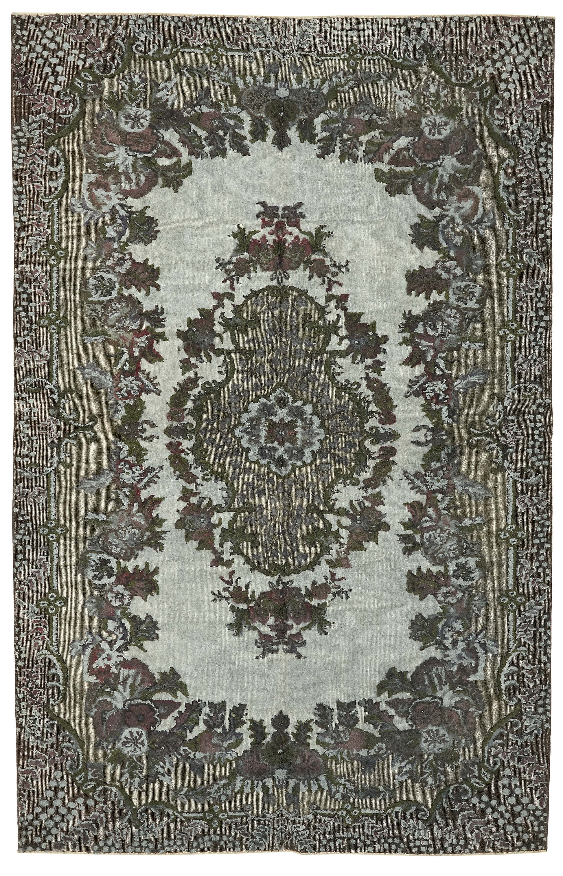 7x10 Vintage Hand-Carved Turkish Rug - 47048