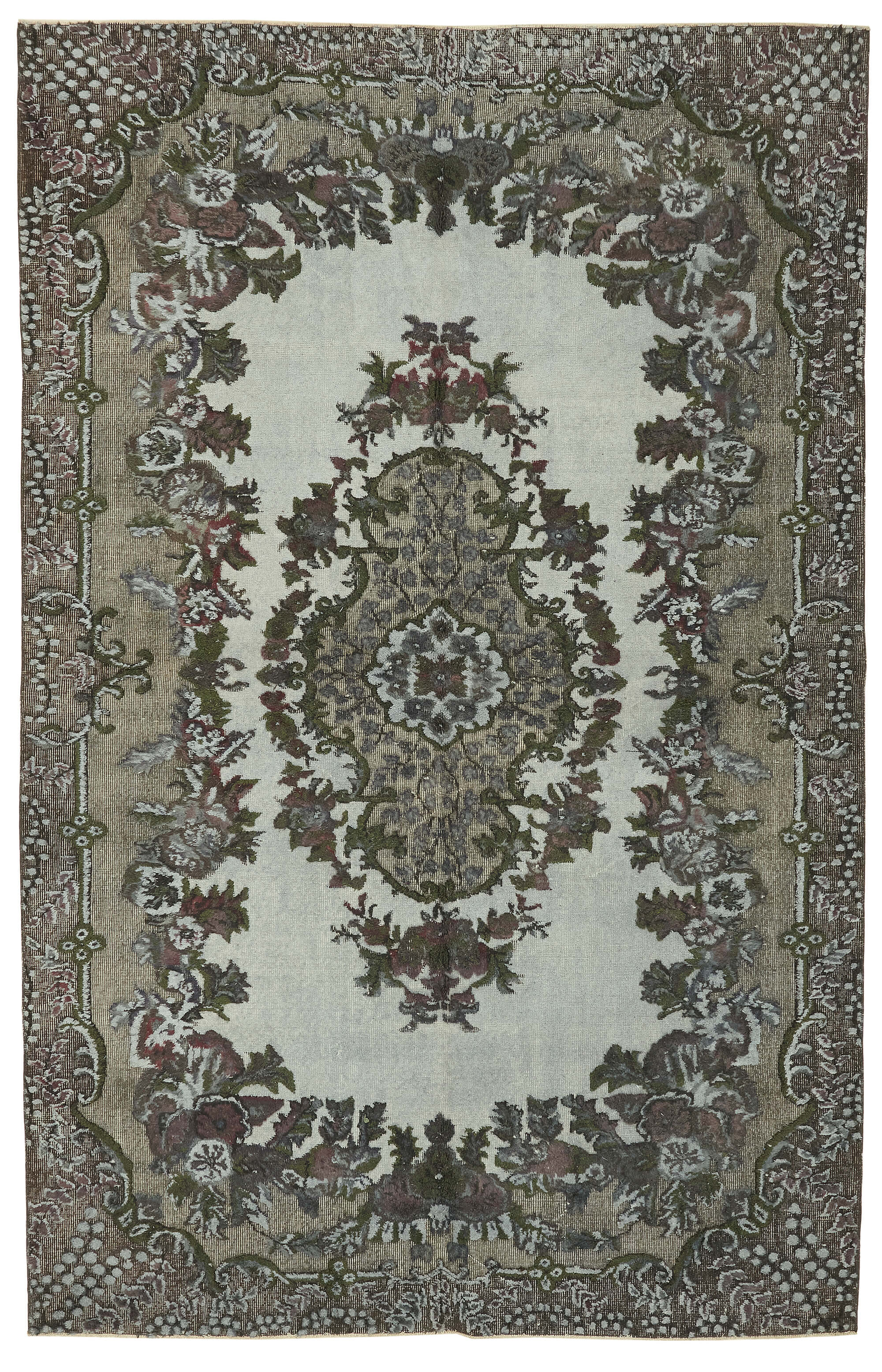 7x10 Vintage Hand-Carved Turkish Rug - 47048