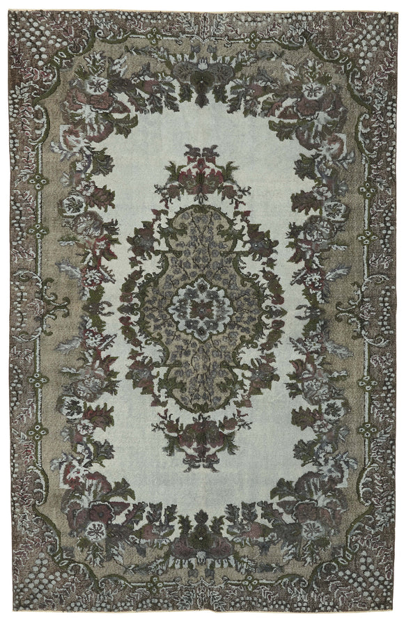 7x10 Vintage Hand-Carved Turkish Rug - 47048