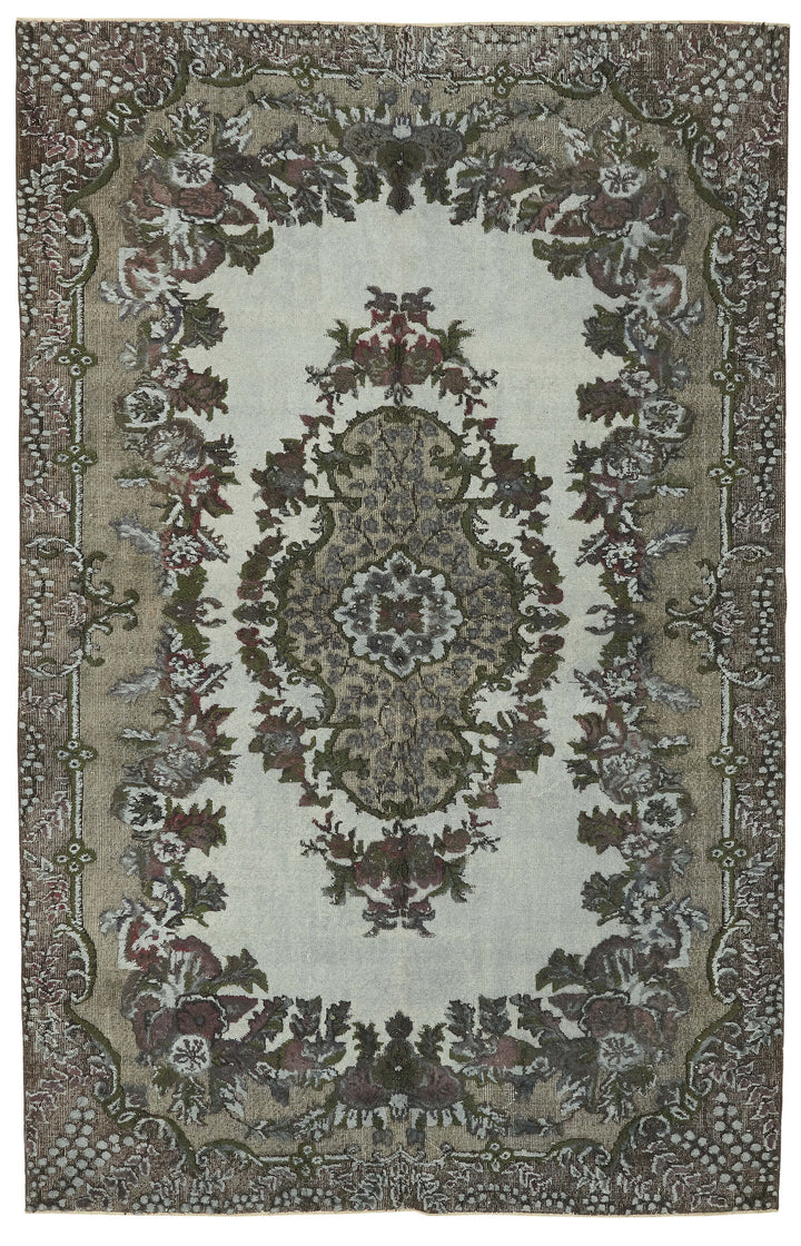 7x10 Vintage Hand-Carved Turkish Rug - 47048